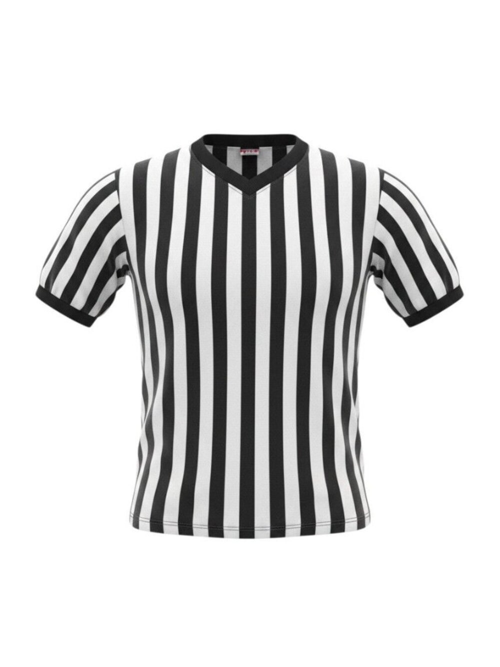 Alleson Athletic Unisex Black & White Striped V-Neck Referee Shirt 2XL